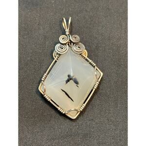 Large Sterling Silver Wire-Wrapped Dendritic Agate Pendant – Artisan Crafted